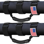 moveland Roll Bar Grab Handles with US Flag, 2 x Grip Handles for 1955-2023 Jeep Wrangler JL, JK, TJ, YJ & Jeep Gladiator Accessories - Upgrade Metal Buckle, Strong & Durable