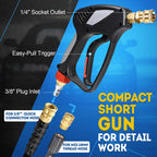 TOOLCY Pro Pressure Washer Gun and Wand, 5000 PSI High Pressure Washer Gun with 18" Curved Extension Wand, 360° Swivel, 1/4" Quick Connect Outlet, Includes 3/8" QC to M22-14mm Adapter & 5 Nozzle Tips