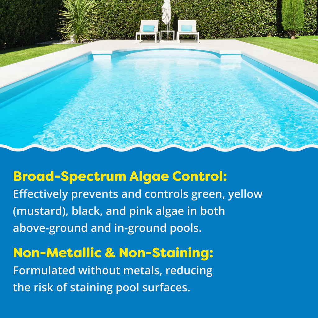 In The Swim Algaecide 60 Plus for Swimming Pools - Non-Metallic, Low Odor, Non-Foaming Algae Bloom Preventative - Chlorine Sanitizer Compatible - 1 Gallon