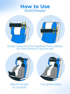 SeatSleeper The Travel Pillow Alternative That Stops Head Bobbing – Airplane Straps and Car Support Band Great on Upright Super Comfy & Neck Small Compact