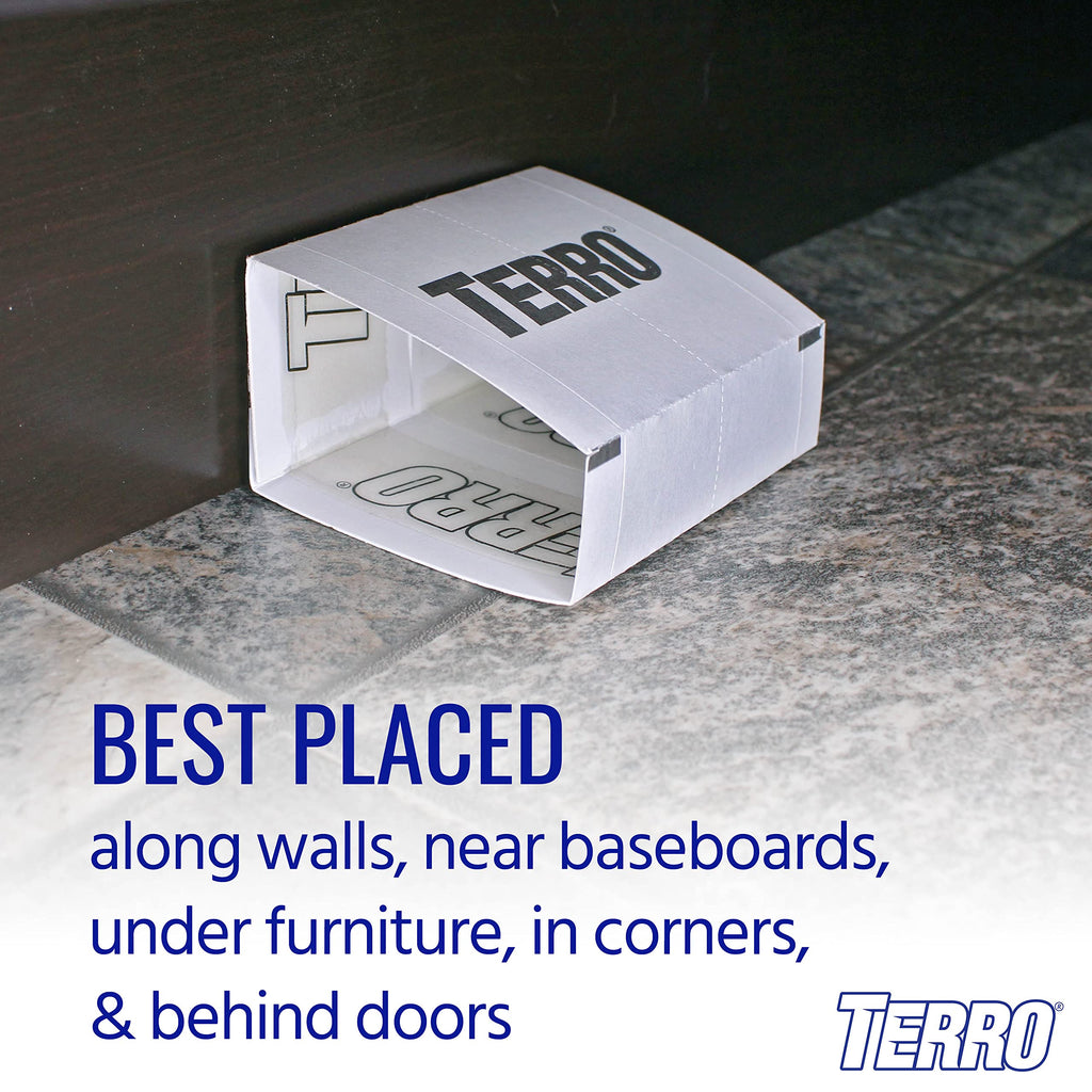 TERRO Spider & Insect Trap T3206 10-Pack Sticky Glue Traps for Roaches, Spiders, Ants, Cockroaches, Crickets - Indoor Bug Catcher Pest Control Traps, 4.25 in x 10 in