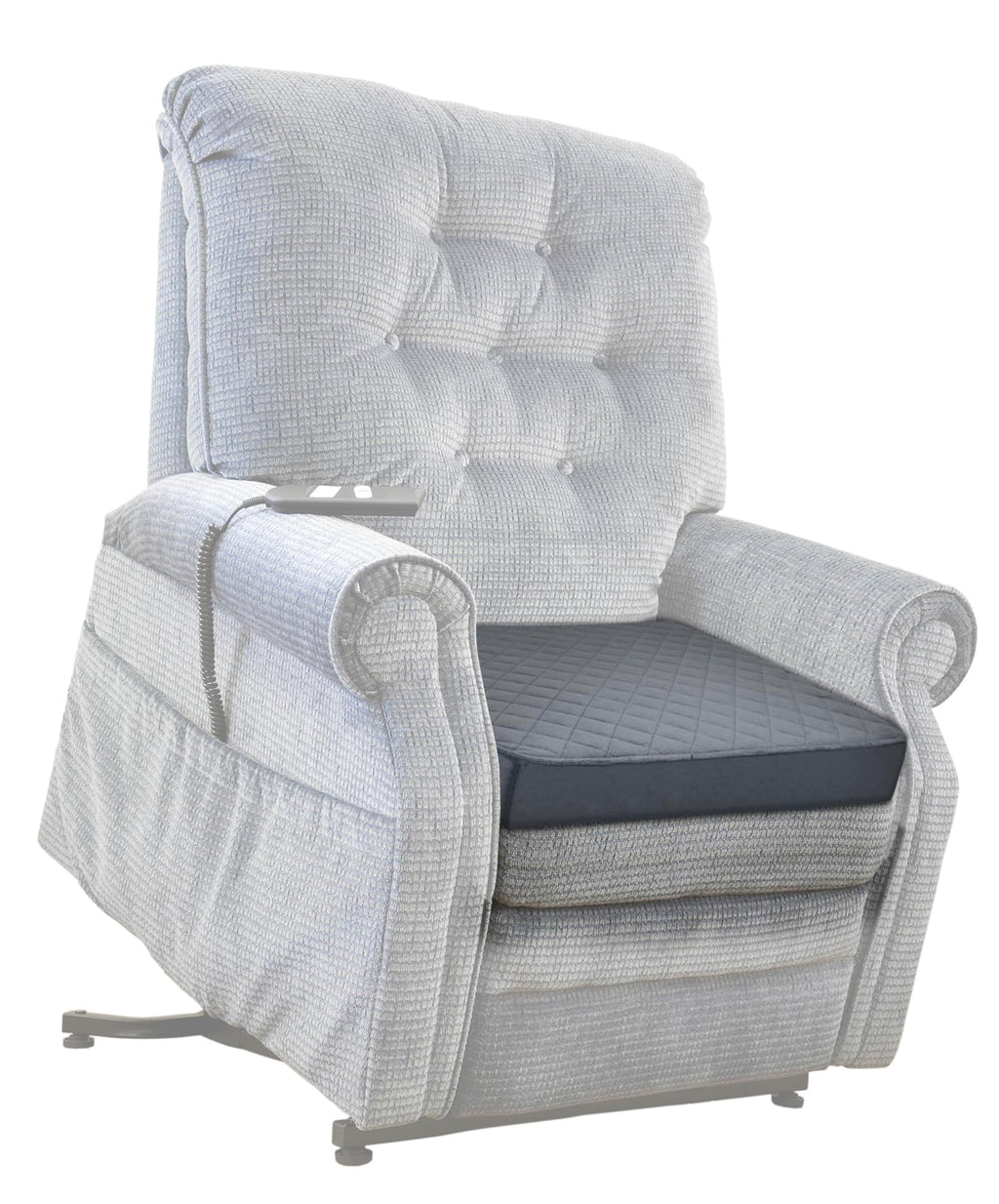 COMFORTANZA Medium-Soft 20x20x3 Memory Foam Recliner Chair Seat Cushion for Long Sitting - Armchair Pad with Washable Velvety Cover with Waterproof Layer & Non-Slip Base for Seniors & Elderly - Gray