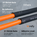 Wirefy | Heat Shrink Tubing - 3/8" inch - 3:1 Ratio - Adhesive Dual Wall Waterproof - Heat Shrink Tube - Heatshrink Tubes - Black - 50 Feet Roll | Trusted UL Certification
