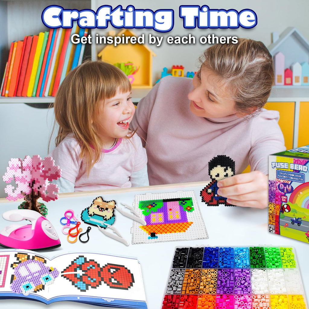FUNZBO 5500 5mm Fuse Beads Kit - 24 Colors | 111 Patterns, Arts and Crafts for Girls and Boys, Kids Toys Set, Gifts for Kids, Teens and Adults Age 5+ Years Old