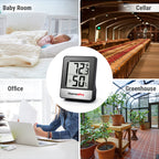 ThermoPro TP49 2 Pieces Digital Hygrometer Indoor Thermometer Humidity Meter Mini Hygrometer Thermometer with Temperature and Humidity Monitor Room Thermometer Black