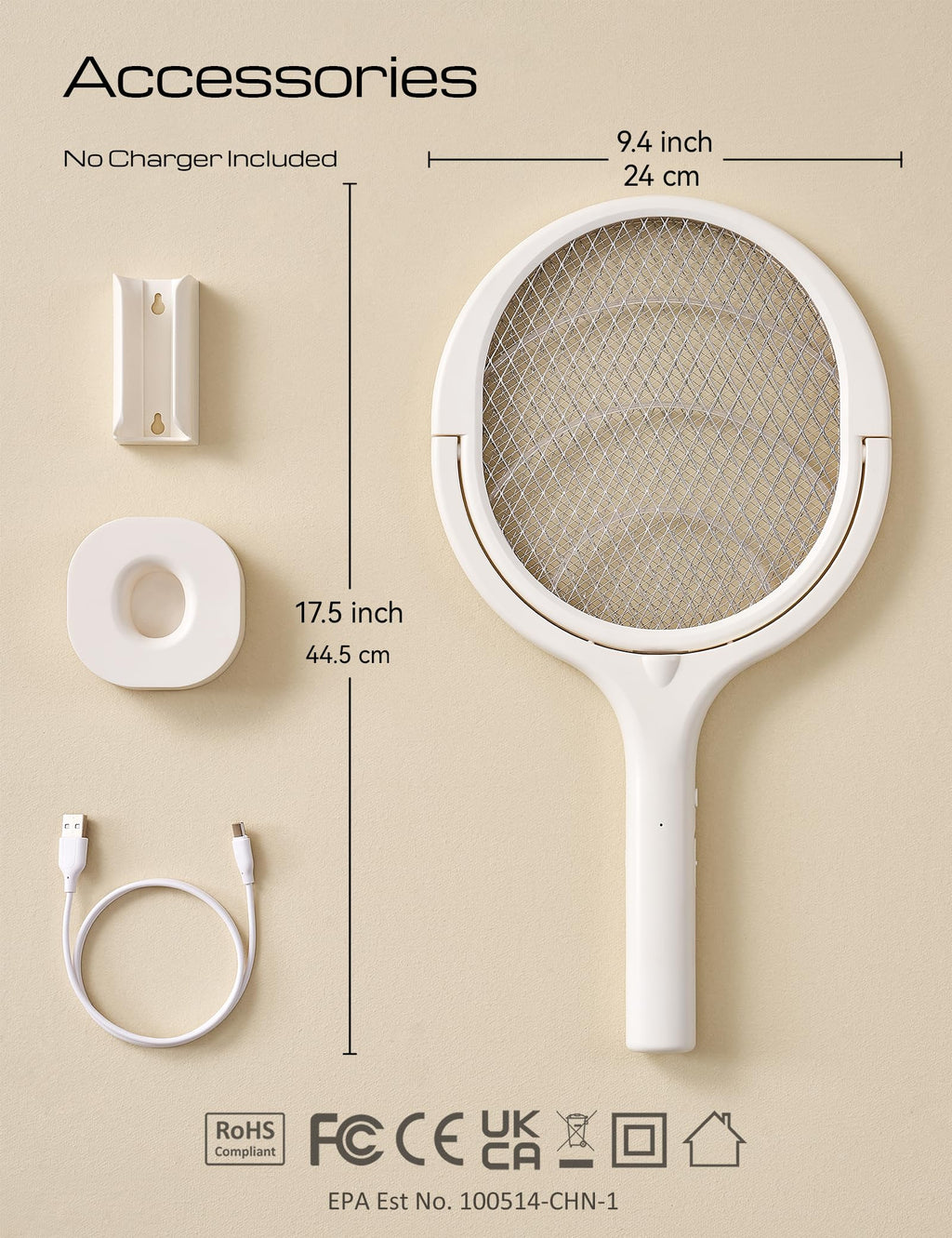 Rotating Head Rechargeable Fly Swatter Electric Fly Swatter Racket Bug Zapper Racket Indoor Bug Zapper Indoor Fly Zapper Repellent Fruit Fly Trap Mosquito Zapper