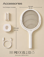 Rotating Head Rechargeable Fly Swatter Electric Fly Swatter Racket Bug Zapper Racket Indoor Bug Zapper Indoor Fly Zapper Repellent Fruit Fly Trap Mosquito Zapper