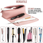 BAREFOOT CARIBOU Hair Tools Travel Bag and Heat Resistant Mat for Flat Irons, Straighteners, Curling Iron, and Haircare Accessories, 2-in-1 design, with Interior Pockets, Portable Organizer (Dune)