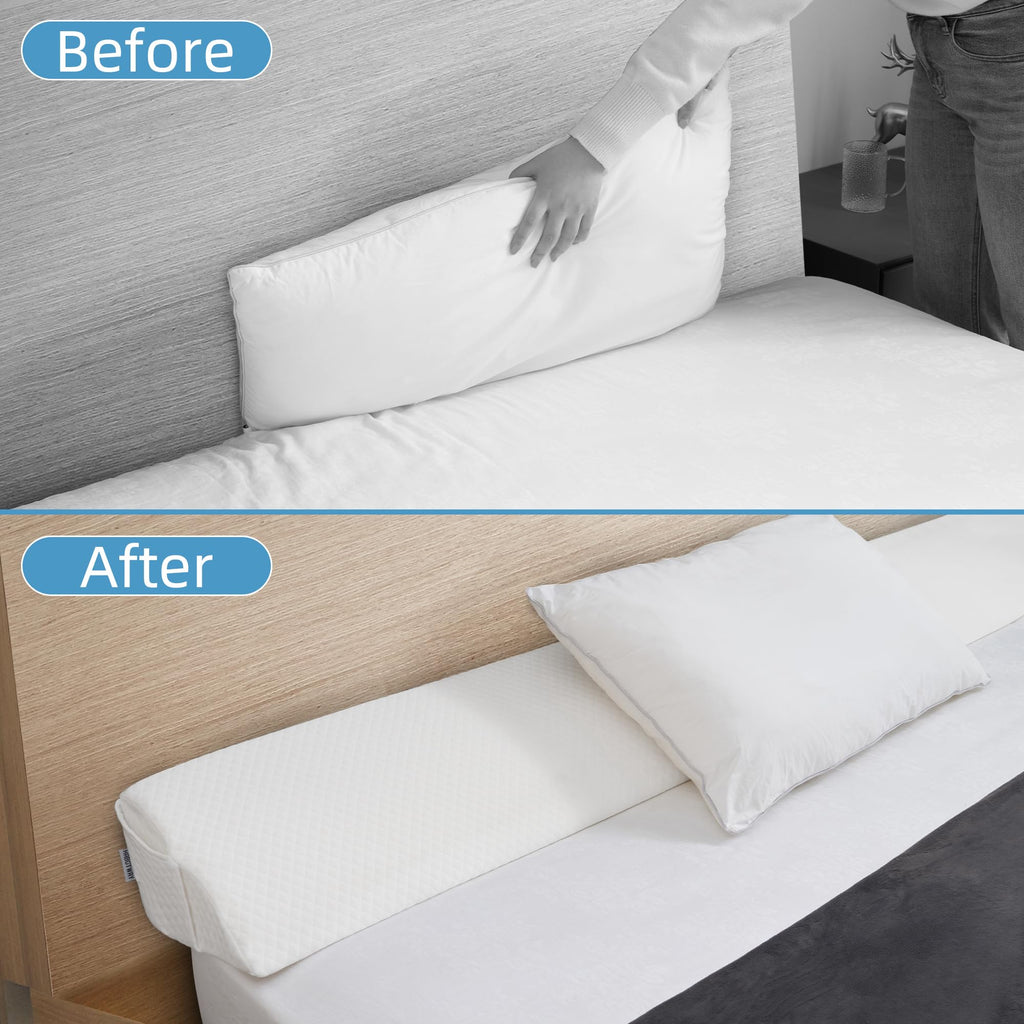 HABUTWAY Queen Size Bed Wedge Pillow for Headboard, Bed Gap Filler(0-8"), Memory Foam Mattress Wedge Pillow Triangle Bloster for Sleeping, Close The Gap Between Headboard and Mattress Space Filler