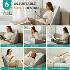 Bedluxe Wedge Pillow for Sleeping, 12 inch Bed Wedge Pillow, Elevated Body Pillow for Back Support, Acid Reflux, Leg, Neck Pain, Snoring, Triangle Pillow Wedge - Cooling Memory Foam Top, White/Grey