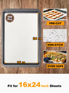SMARTAKE 200 Pcs Parchment Paper Baking Sheets, 16x24 Inches Non-Stick Precut Baking Parchment, Suitable for Baking Grilling Air Fryer Steaming Bread Cup Cake Cookie and More (White)