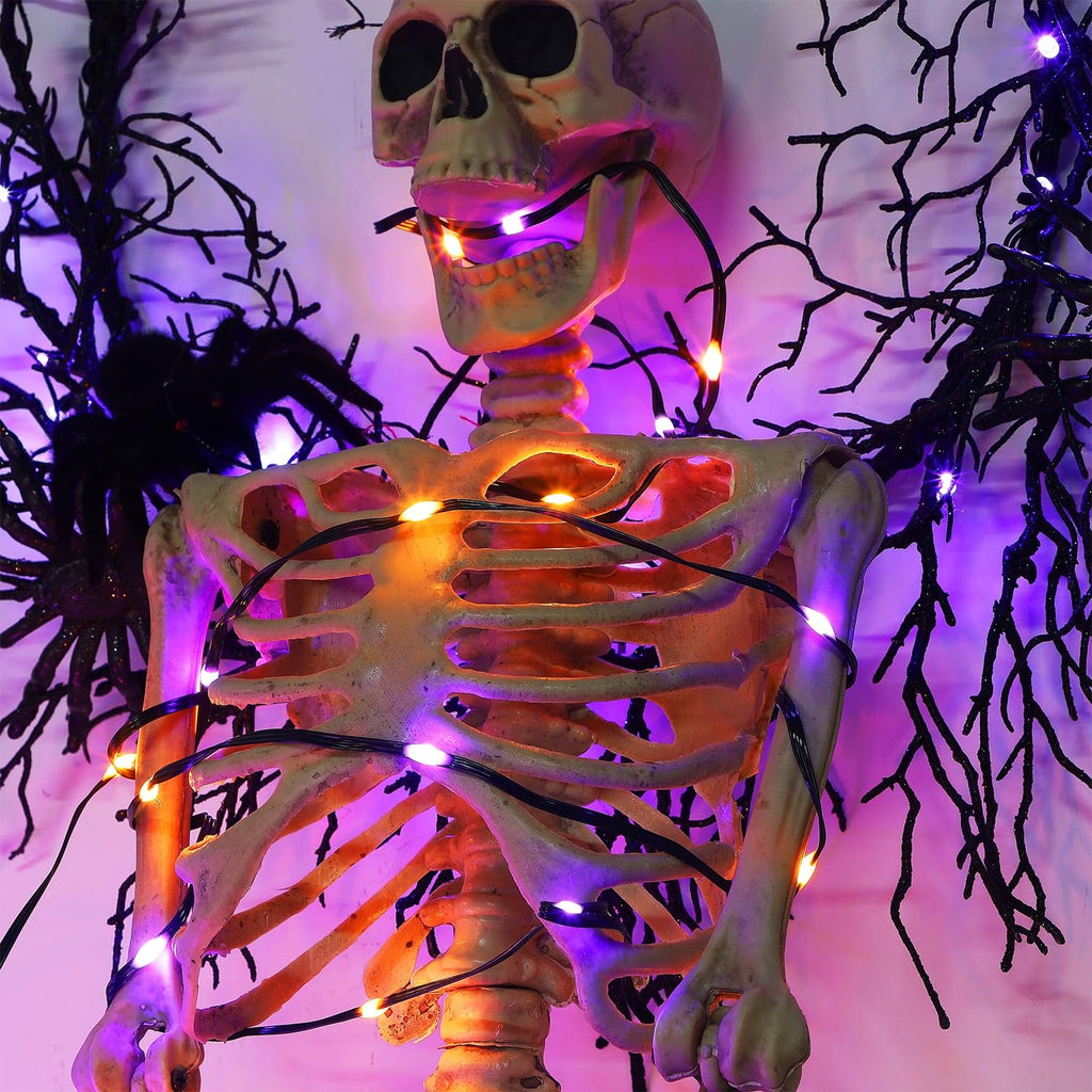 WATERGLIDE Extra Long 328FT Halloween Lights, 1000 LED Outdoor Fairy String Lights, Green PVC Copper Wire Christmas Lights, Plug in 8 Modes & Waterproof for Tree Party Home Yard Decor, Orange&Purple