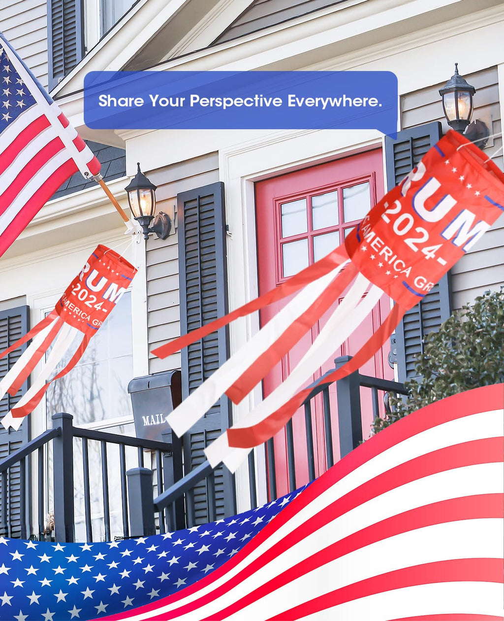 2-Pack Trump Windsocks - Versatile Decor for Outdoor and Indoor Use, Waterproof and UV Resistant, Total Length 40 Inches