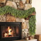 Real Touch Cedar Garland - Artificial Christmas Garlands Faux Green Cedar Fake Pine Needles Garland for Fireplace,Table, Stairs, Mantle, Window,Indoor Outdoor,Home,Holiday Decor(1 PCS,9 FT)