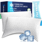 Side Sleeper Pillows for Adults, Cervical Pillow for Side Sleepers Neck and Shoulder Pain Relief, Cooling Crescent Neck Pillow with Adjustable Loft ,Shredded Memory Foam Pillows Queen Size Set of 2