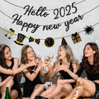 Happy New Year Banner 2025 New Years Eve Banner New Years Eve Party Supplies 2025 New Year Decorations Happy New Year Sign for 2025 New Year Eve Decorations