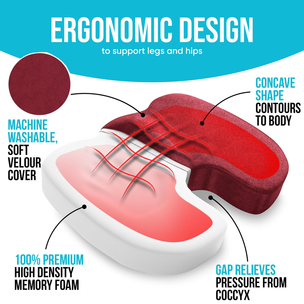 FORTEM Office Chair Cushion and Back Support for Office Chair, Lumbar Support Pillow, Memory Foam, Non Slip Sitting and Back Rest for Gaming, Car Seat Cushion, Chair Pad