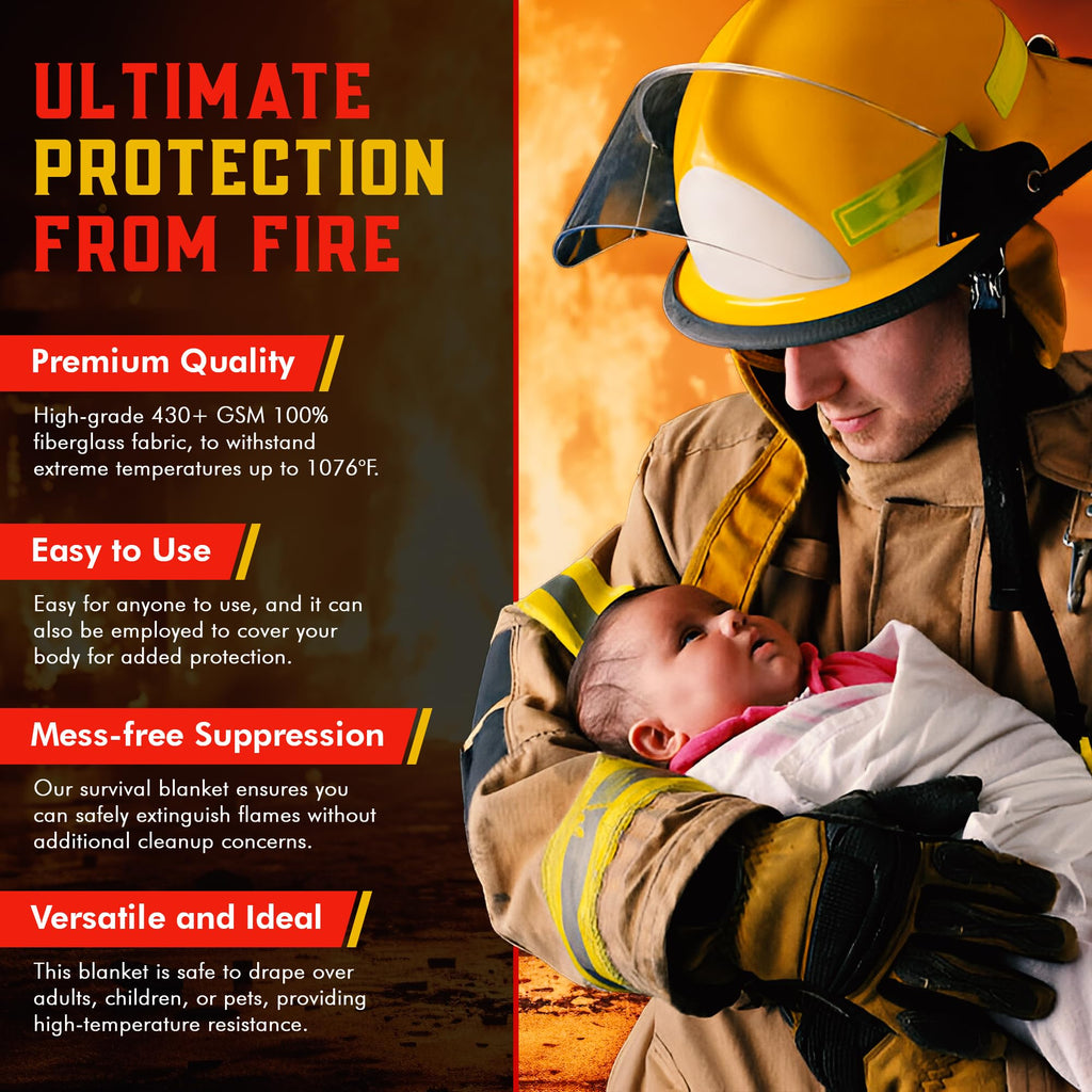 Mart Cobra Emergency Fire Blanket for Home and Kitchen - 2 Pack - Fire Blankets Emergency for Home Safety 40” x 40” - Suppression Shield Retardant Extinguisher Fiberglass Welding Fireproof Cloth Towel