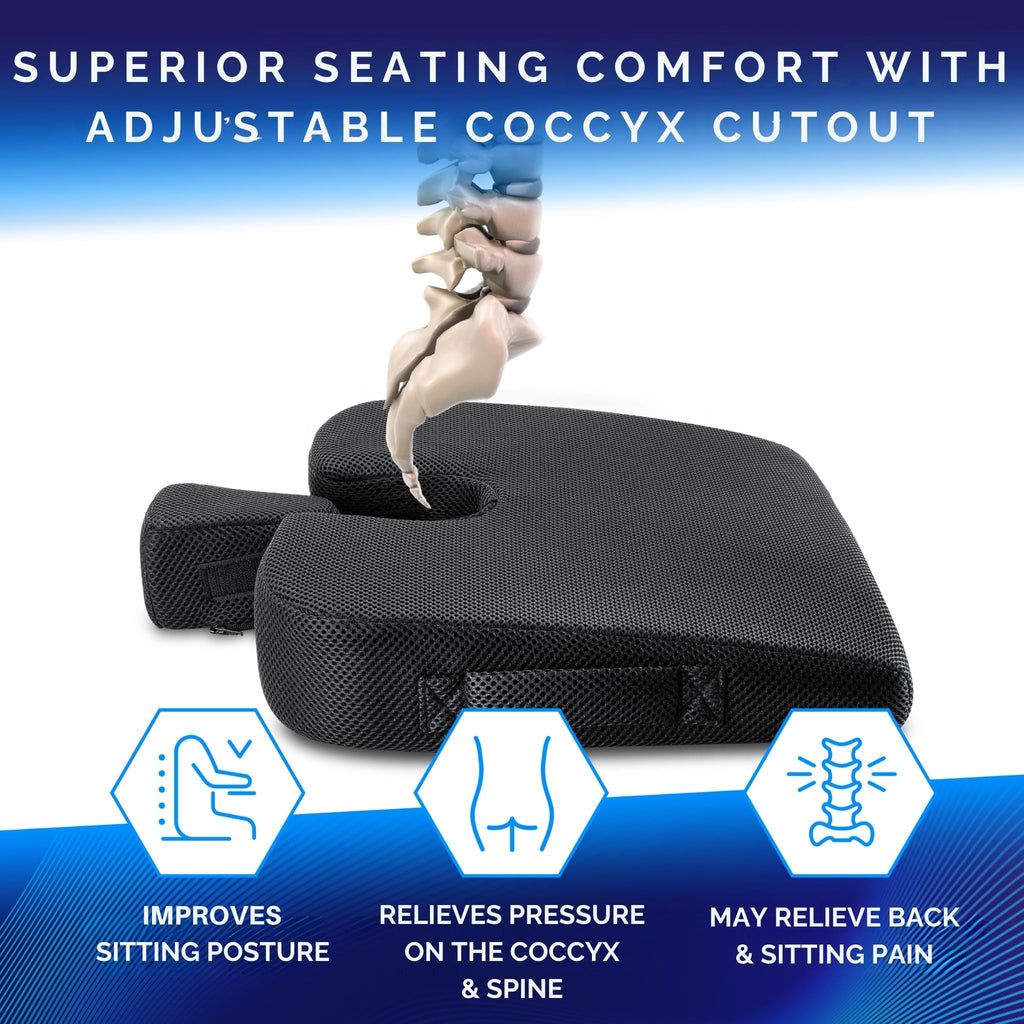 Healthfix® Wedge Seat Cushion for Improved Sitting Posture - Comfortable Ergonomic Wedge Cushion for Chair, Car & More | Orthopedic Seat Cushion with Optimal Memory Foam Firmness
