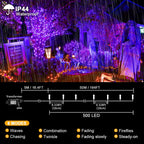 kemooie 500 LED Purple Halloween Lights, 164FT 8 Twinkle Modes Plug in Lights, Waterproof Extra Long String Lights for Outdoor Indoor Tree Wedding Party Garden Halloween Christmas Decorations (Purple)