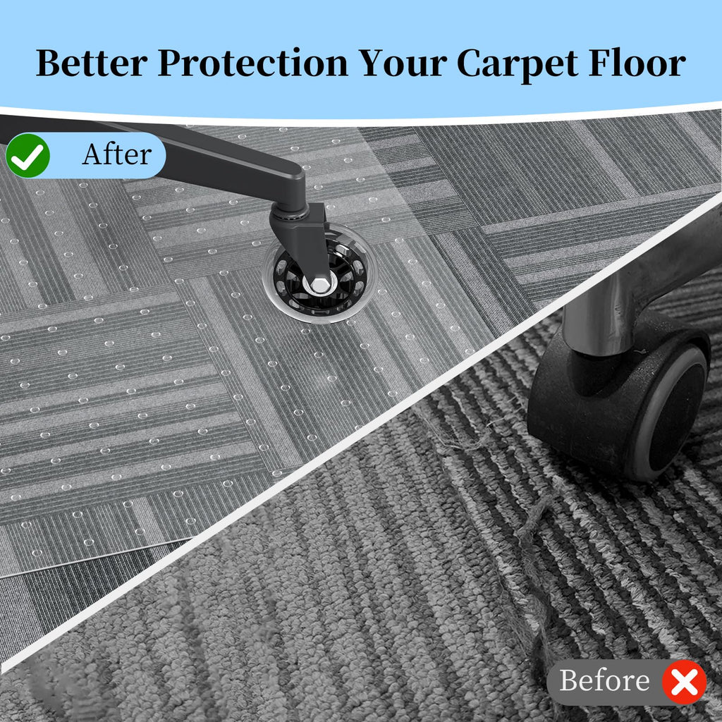 Tonaus Office Chair Mat for Carpeted, 48"×36" Transparent Carpet Floor Protector Cover Rug Mat with Non-Slip Studded Lip, Heavy Duty for Home Computer Desk Rolling Chair
