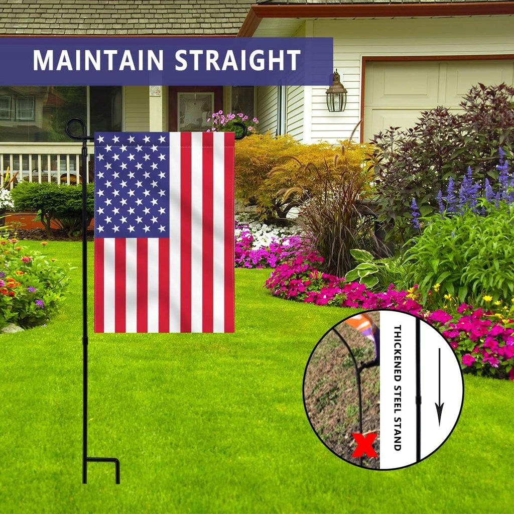 YEAHOME 2PC Garden Flag Stand Holder, Metal Premium Yard Flag Holder Weather-Proof, Powder-Coated Flagpole, Christmas Garden Flag, Winter Garden Flag, American Flag, Outdoor Garden Decor Decoration