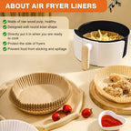 250 Pcs Air Fryer Liners Disposable, 6.5" Round Unbleached Parchment Paper Sheets for Airfryer Basket, Non-Stick & Leakproof Baking Liners for Oven Pan