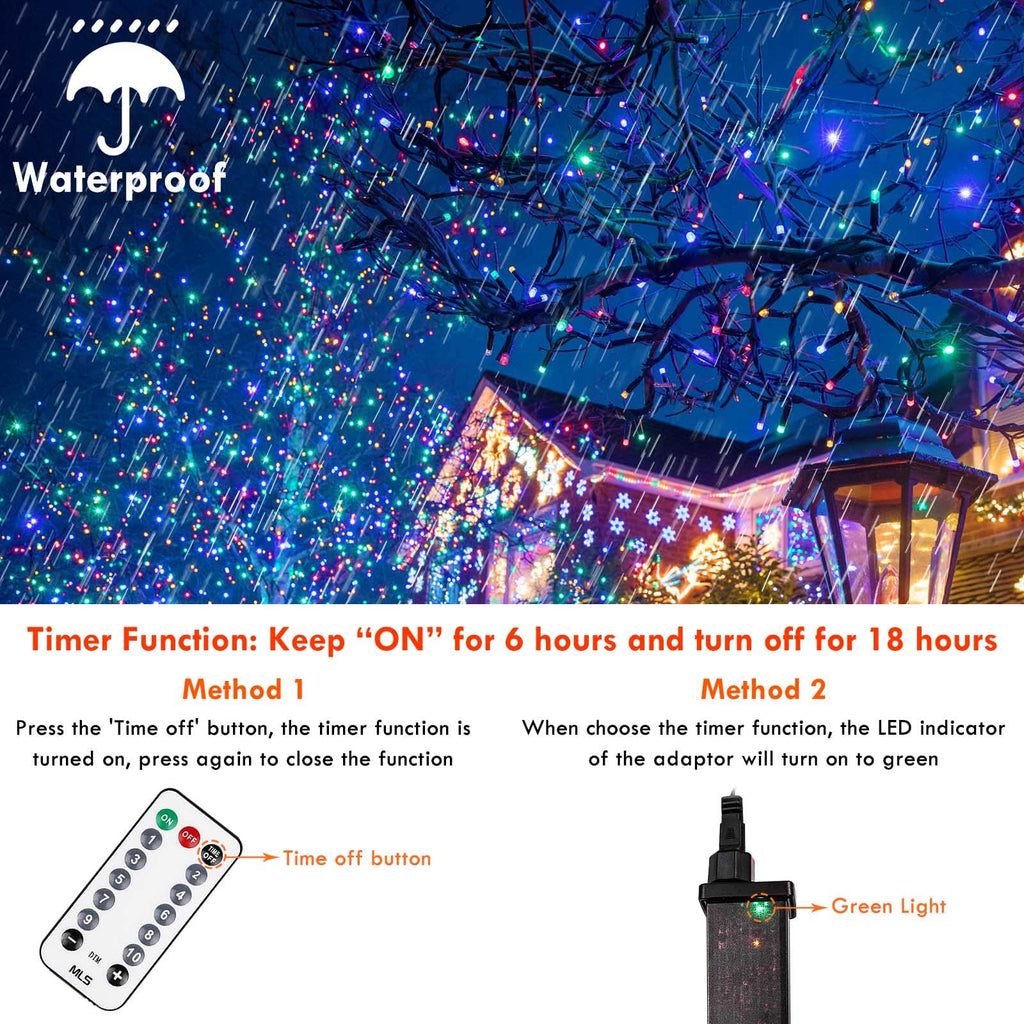 82FT 200 LED Color Changing Christmas String Lights with Remote & Timer & Memory Function, 9 Lighting Modes Waterproof Fairy String Lights for Xmas Tree Holiday Party Garden (Cool White & Multicolor)