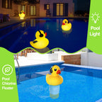 Pool Chlorine Floater with Light,Duck Chlorines Floaters with Adjustable Flow,Solar Chlorine Floater,Floating chlorines Dispenser for Pool,Hot Tub chlorines Floaters, Yellow
