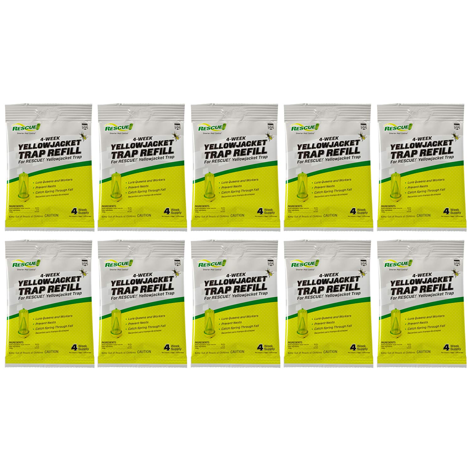 RESCUE! Yellowjacket Attractant – for RESCUE! Reusable Yellowjacket Traps – 4 Week Supply - 10 Pack