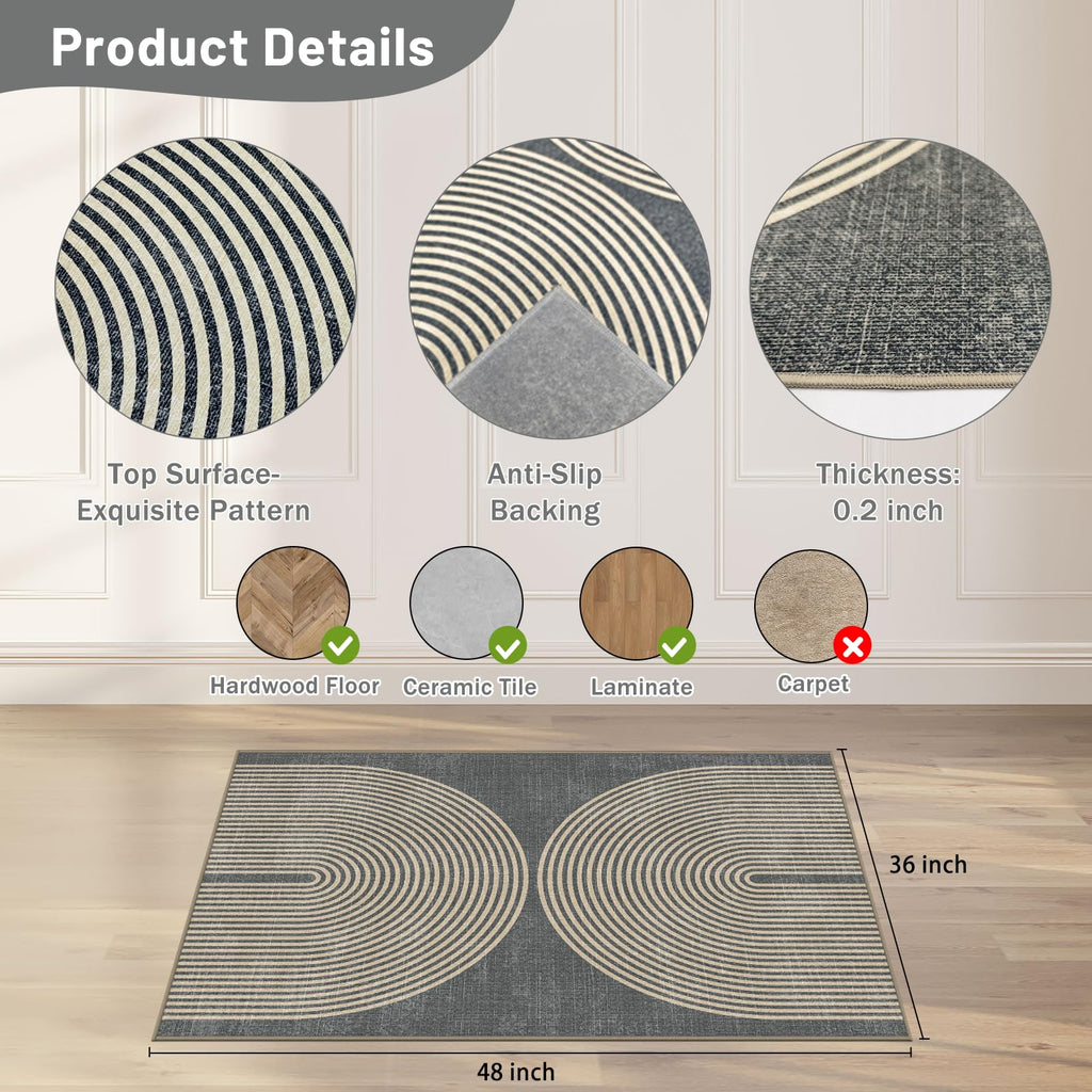Office Chair Mat for Hardwood Floor&Tile Floor,36"X 48" Heavy Duty Desk Chair Mat for Hard Floors,Under Desk Rug for Rolling Computer Chair,Anti Slip,Low Pile Carpet Floor-Geo Grey