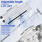 Premium Roof Rakes for Snow Removal - Thickened 5.2ft - 20ft Easy to Assemble Snow Roof Rake - All-Aluminum Roof Snow Removal Tool with Anti-Slip Sponge Handle - 26" Wheel Scraper Head 5-Section Tube