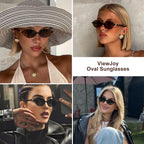 Retro Oval Sunglasses for Women Vintage 90s Y2K Trendy Designer Sun Glasses 2Pack