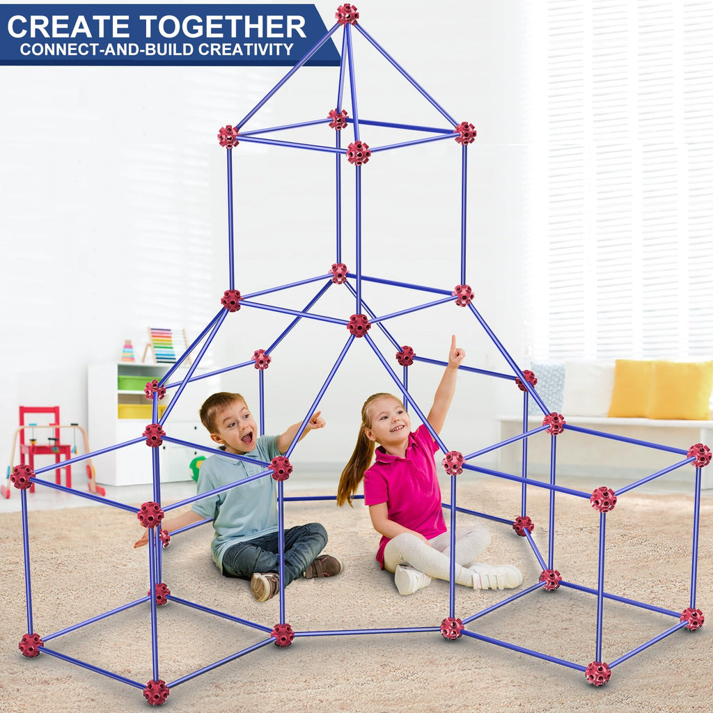 Fort Building Kits for Kids, 140 Pcs Creative STEM Construction Toys for Indoor & Outdoors Activity, Christmas, Birthday Gifts for Boys & Girls Age 4 5 6 7 8 9 10 11 12 Years Old