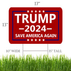 Trump 2024 Save America Again Red Yard Sign With H Stake Double Sided For President Donald Trump Republican Conservative
