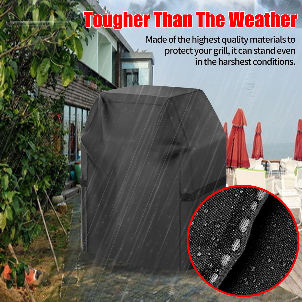 BBQ Grill Cover, Waterproof, Weather Resistant, Rip-Proof, Anti-UV, Fade Resistant, with Adjustable Velcro Strap, Gas Grill Cover for Weber,Char Broil,Nexgrill Grills, etc. 32 inch, Black
