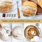 BAVIFY Banneton Bread Proofing Basket Sourdough Bread Baking Supplies, Sourdough Starter Kit with 9" Round & 10" Oval Banneton Baskets, Bread Lame, Sling, Spatula, Scraper, Dough Whisk