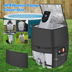Hot Tub Spa Heater Pump Cover,Waterproof 600D Oxford Fabric Aluminum Film Insulated Cover,Inflatable Hot Tub Spa Heater Pump,Easy Installation with Zipper and Adhesive Straps,Black,Square