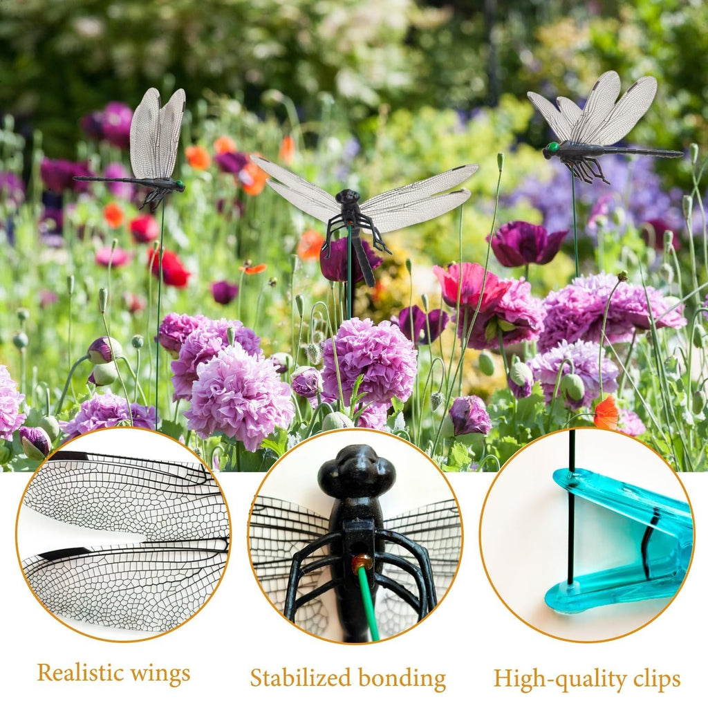 WRSFXV 2026 New 40 Pcs Dragon Fly Clips for Bugs Repellent, 3D Artificial Dragonfly Hat Clip, Dragonfly Garden Decor (10PCS)