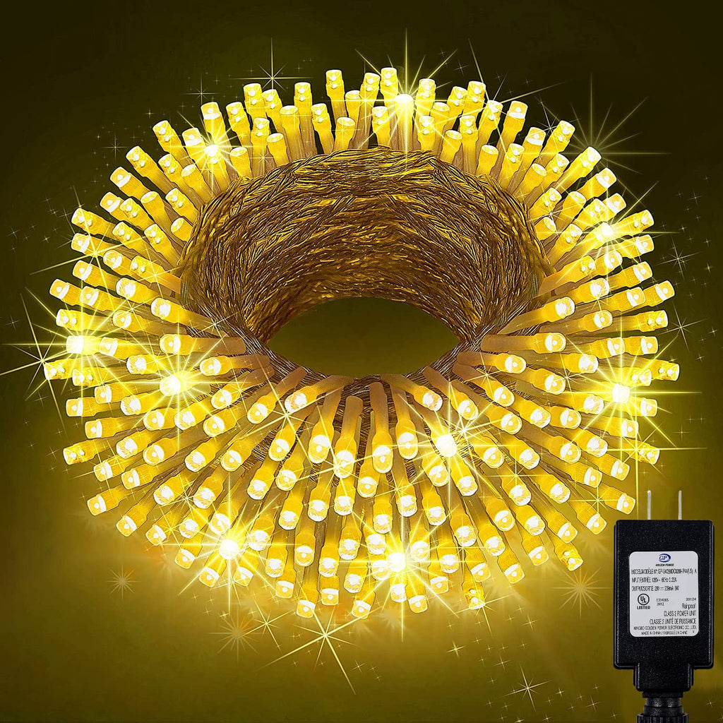 KNONEW 197FT 500 LED Christmas Lights Outdoor String Lights 8 Modes & Memory Fairy Light Plug in Waterproof LED String Lights for Xmas Yard Tree Wedding Party Holiday Decorations (Warm White)