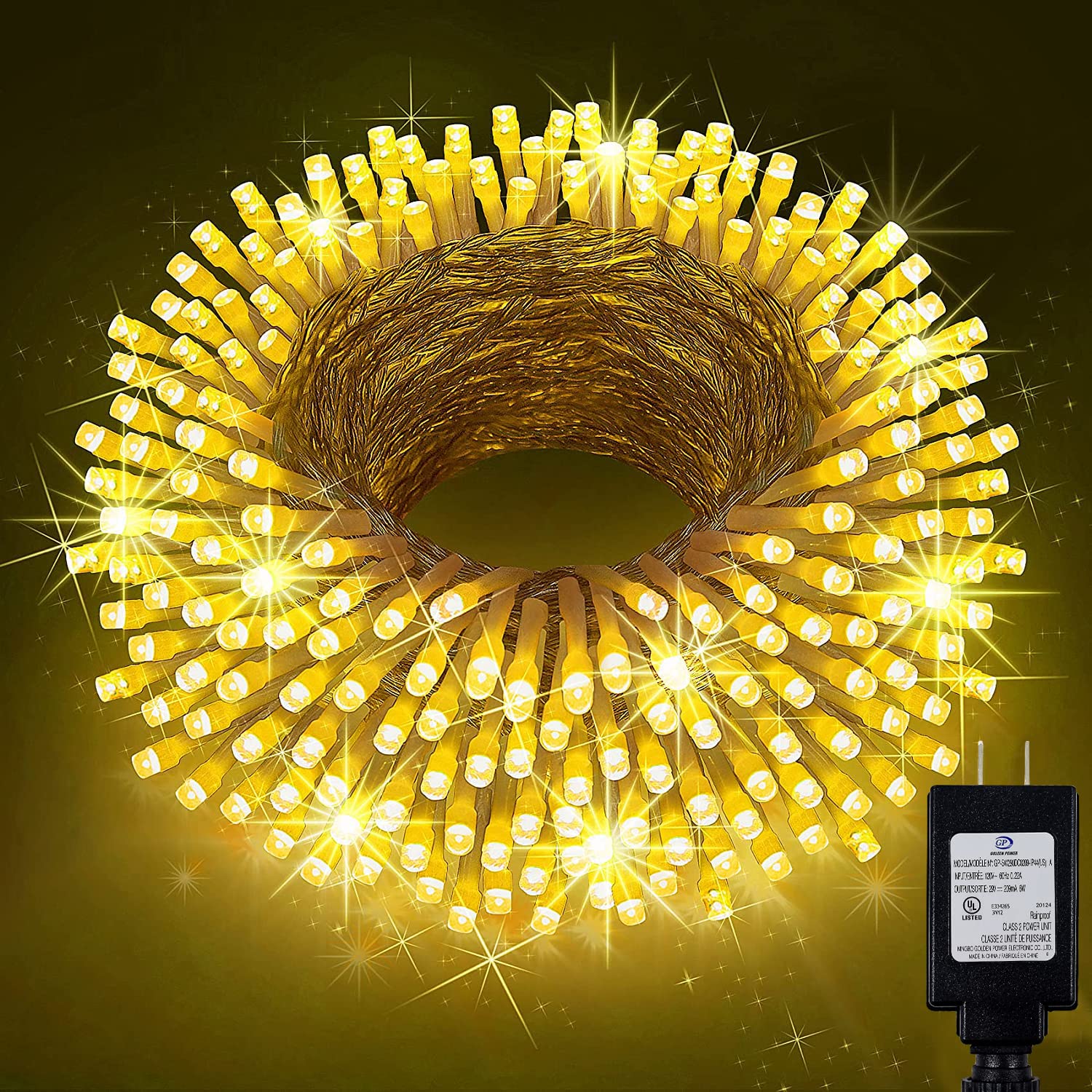 KNONEW 197FT 500 LED Christmas Lights Outdoor String Lights 8 Modes & Memory Fairy Light Plug in Waterproof LED String Lights for Xmas Yard Tree Wedding Party Holiday Decorations (Warm White)