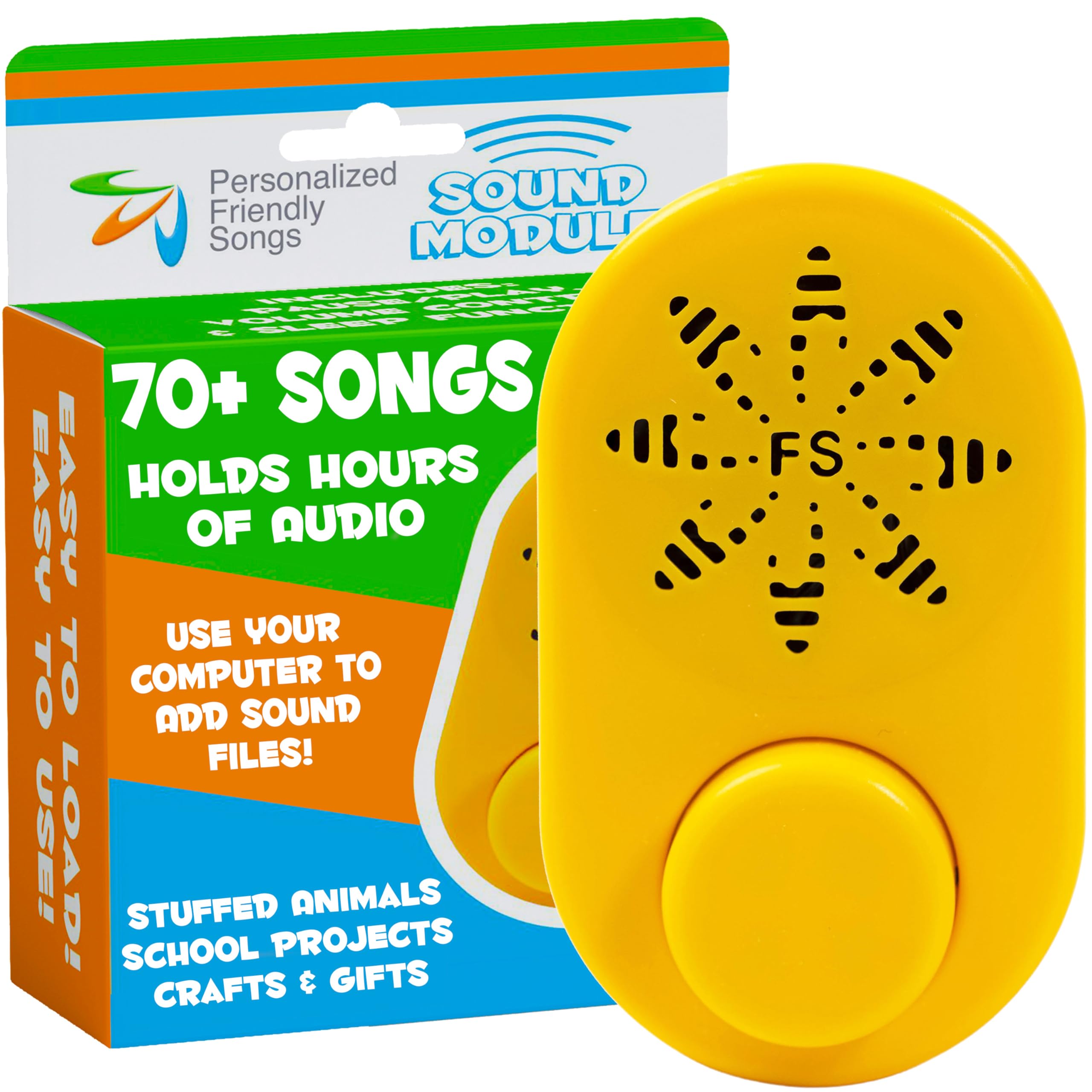 Friendly Songs Sound Module - The 2 Hr Voice Recorder for Stuffed Animals can Hold 70+ Songs in The Voice Box for Personalized Stuffed Animals and Custom Plush Teddy Bears with Voice Recordings