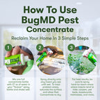 BugMD Starter Kit - Pest Oil Insect Solution Concentrate (2 Pack) - Plant-Powered Home Bug Spray, Bed Bug Killer + Reusable Spray Bottle