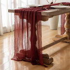 Keketo 6pcs Christmas Burgundy Cheesecloth Table Runner Gauze 120 Inch 10 FT Rustic Boho Cheese Cloth Runner for Wedding Baby Shower Bridal Shower Engagement Birthday Party Long Sheer Home Decorations