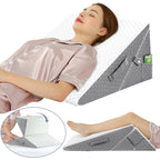 Wedge Pillow with Memory Foam Top, 9 & 12 Inch Bed Wedge for Acid Reflux, Back Pain, Heartburn, 7 in 1 Cooling-Gel Pillow Wedge for After Surgery, Adjustable Elevated Pillows for Sleeping, GERD