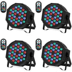 JAJALUYA LED Par Lights 36 LED Stage Lights 7 Modes RGB DJ Lights with Sound Activated Remote and DMX Control DJ Uplighting for Birthday Party Events Wedding Christmas Stage Lighting (4 Packs)