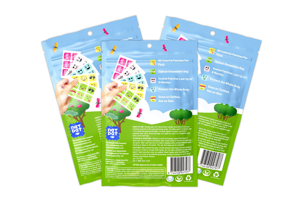 NATPAT Buzz Patch Mosquito Patch Stickers for Kids (3 pack, 180 stickers) - The Original All Natural Citronella Essential Oil Insect Patch, Plant Based Ingredients, Non-Toxic, DEET Free, for Toddlers,