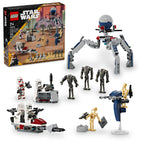 LEGO Star Wars Clone Trooper & Battle Droid Battle Pack Set for Kids, Buildable Toy Speeder Bike Vehicle, Tri-Droid and Defensive Post, Collectible, Gift for Boys and Girls Aged 7 and Up, 75372