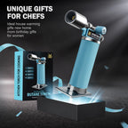 RAVS Butane Torch Lighter, Refillable Kitchen Torch with Safety Lock and Adjustable Flame, Creme Brulee Torch for Baking, BBQ, Blue Blow Torch for Cooking, Mens Gifts, Butane Gas Not Included