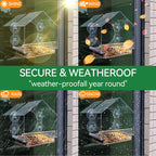 Window Bird Feeder with 4 Extra Strong Suction Cups,Clear Bird House Window for Outdoors, Transparent Bird House for Viewing Wild Bird Outside, Birds Watching Gift for Elderly,Kids, and Garden Decor